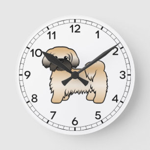 Reloj Redondo Mediano Perro De Dibujos Animados Lindo Shih Tzu Con Másca
