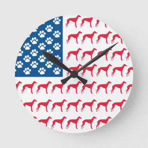 Reloj Redondo Mediano Perro de Greyhound Patriótico