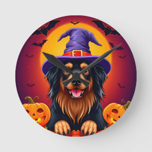 Reloj Redondo Mediano Perro de Halloween adorable