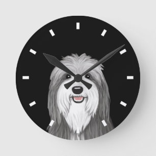 Reloj Redondo Mediano Perro de la caricatura de Collie con barba