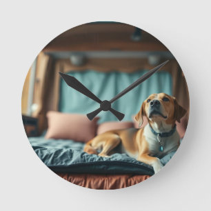 Reloj Redondo Mediano Perro en cama