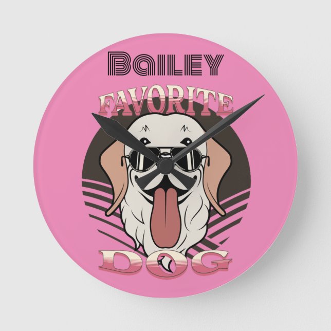 Reloj Redondo Mediano Perro favorito, lindo perro gracioso mamá/papá (Anverso)