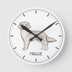 Reloj Redondo Mediano Perro Golden Retriever de Crema Inglés con Nombre