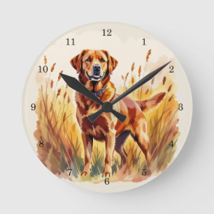 Reloj Redondo Mediano Perro Labrador Retriever Fox Rojo