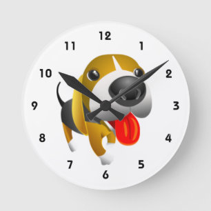 Reloj Redondo Mediano Perro lindo de 3d Basset Hound