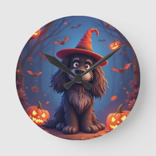 Reloj Redondo Mediano Perro lindo de Halloween