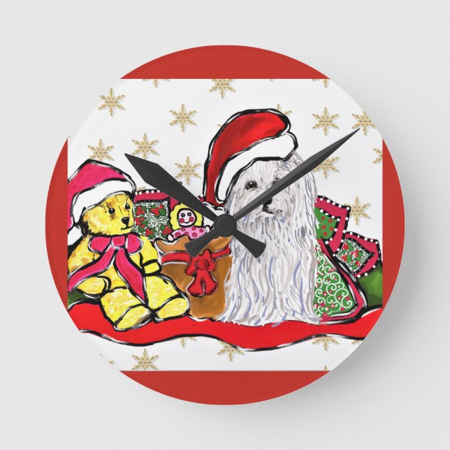 Reloj Redondo Mediano Perro Maltés (Anverso)