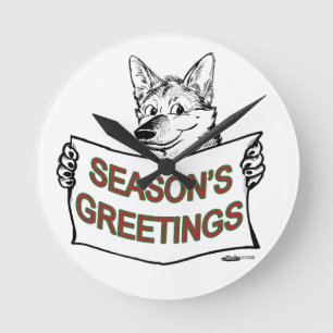 Reloj Redondo Mediano Perro navidad:  ¡Saludos de temporada!