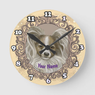 Reloj Redondo Mediano Perro Papillón