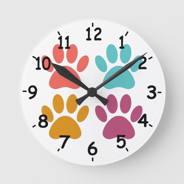 Reloj Redondo Mediano Perro Paw Imprimir colores de Guay (Anverso)
