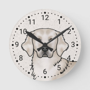 Reloj Redondo Mediano Perro Retriever Dorado Crema Inglés Retrato de Cab
