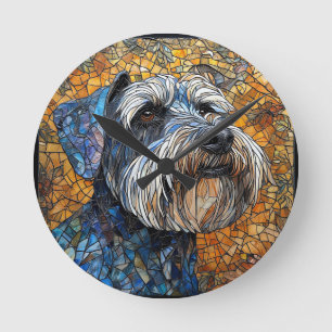 Reloj Redondo Mediano Perro Schnauzer Representado con Asombroso Detalle