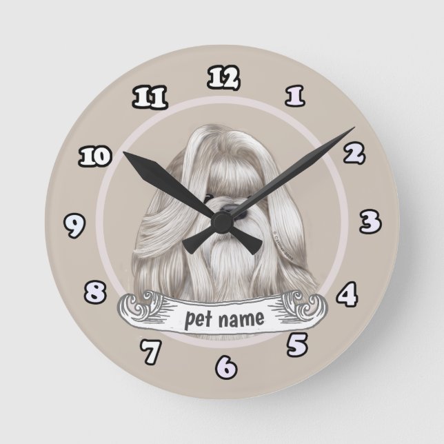 Reloj Redondo Mediano Perro Shih Tzu  (Anverso)