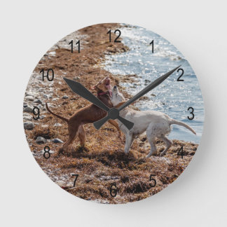 Reloj Redondo Mediano Perros en la playa