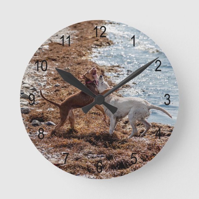 Reloj Redondo Mediano Perros en la playa (Anverso)