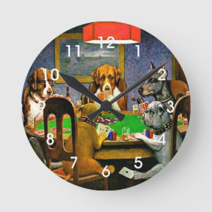 Reloj Redondo Mediano Perros Jugando al Póquer