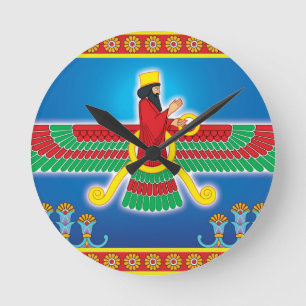 Reloj Redondo Mediano Persa Faravahar del Zoroastrian