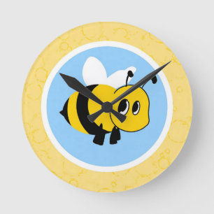 Reloj Redondo Mediano Personaje de abeja de dibujos animados lindo con o
