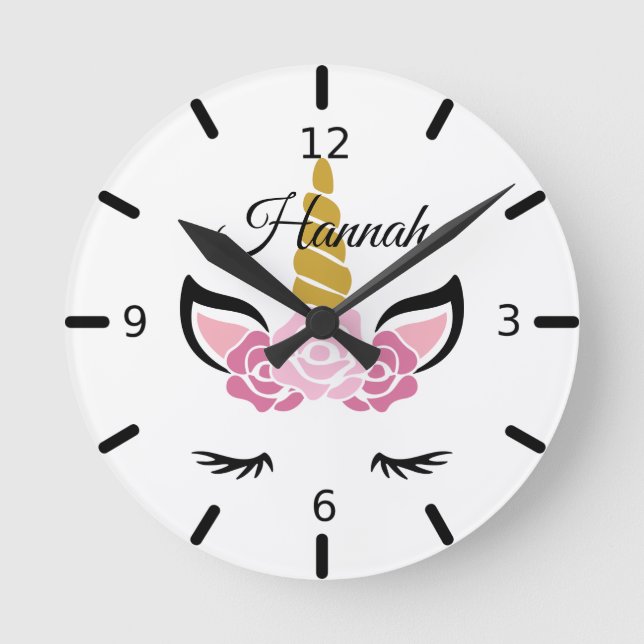 Reloj Redondo Mediano Personalice a su propio bebé con duelo floral Unic (Anverso)