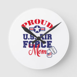 Reloj Redondo Mediano Personalice Dog Tag US Air Force Mom