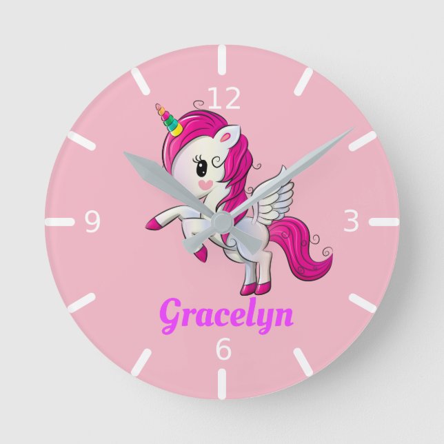 Reloj Redondo Mediano Personalice su propio unicornio (Anverso)