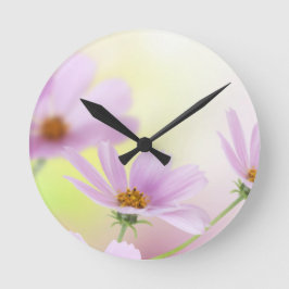 Reloj Redondo Mediano Personaliza imagen y flores de acuarela rosadas