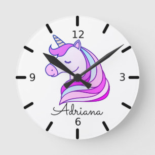 Reloj Redondo Mediano Personaliza tu propio unicornio colorido