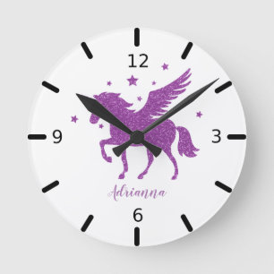 Reloj Redondo Mediano Personaliza tu propio unicornio púrpura