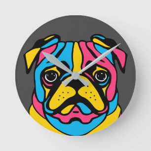 Reloj Redondo Mediano personalizable 3 tono pug