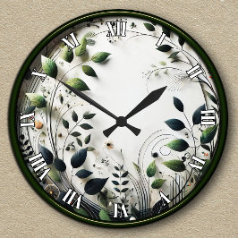 Reloj Redondo Mediano Personalizable De Inspiración Natural Botánica