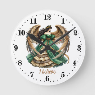 Reloj Redondo Mediano Personalizable de los amantes del Ángel Elegante