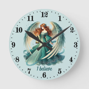 Reloj Redondo Mediano Personalizable de los amantes del Ángel Elegante