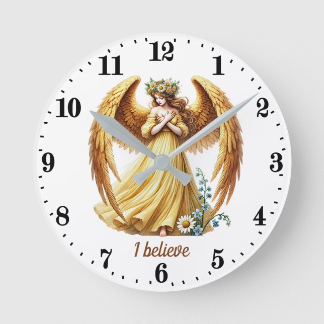 Reloj Redondo Mediano Personalizable de los amantes del Ángel Elegante (Anverso)