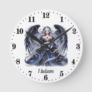 Reloj Redondo Mediano Personalizable de los amantes del Ángel Elegante