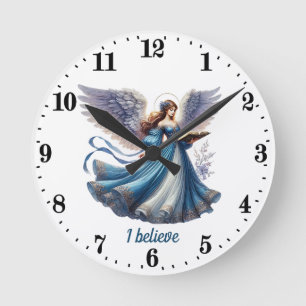 Reloj Redondo Mediano Personalizable de los amantes del Ángel Elegante