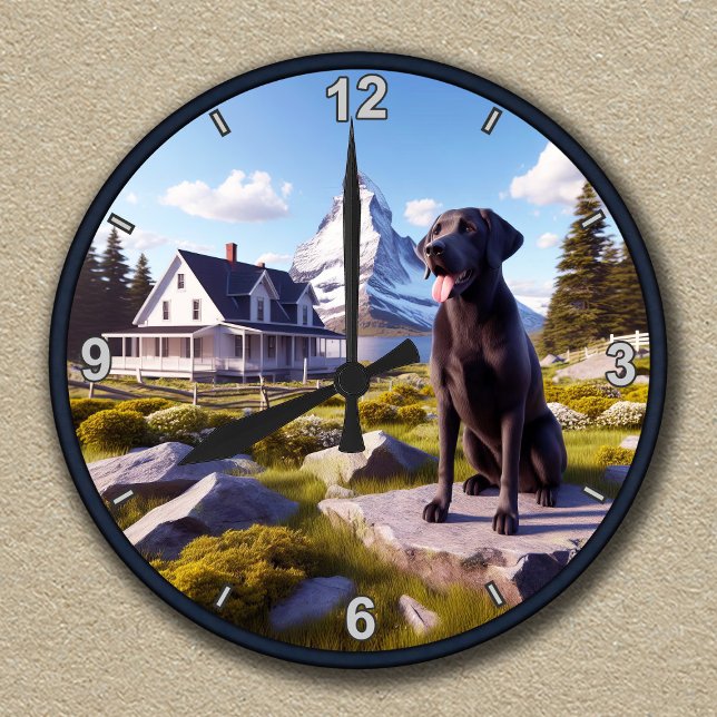 Reloj Redondo Mediano Personalizable Labrador Recuperar escena panorámic (Subido por el creador)