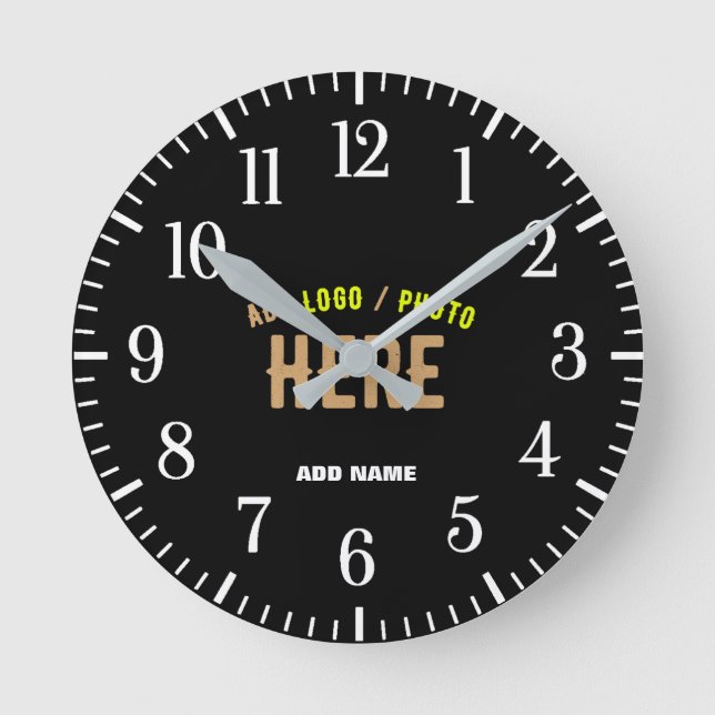 RELOJ REDONDO MEDIANO PERSONALIZABLE MODERNO ESTILO NEGRO VERIFICADO MAR (Anverso)