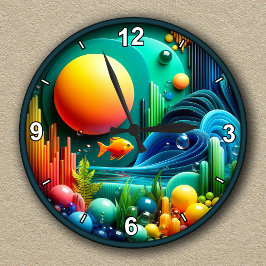 Reloj Redondo Mediano Personalizable Resumen Océano vibrante