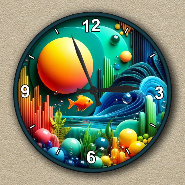 Reloj Redondo Mediano Personalizable Resumen Océano vibrante (Subido por el creador)