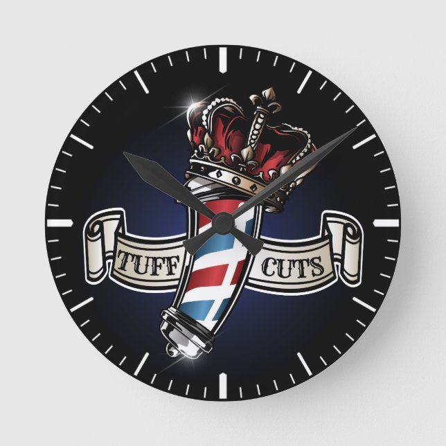 Reloj Redondo Mediano Personalización del logotipo del polo de barbero y (Anverso)