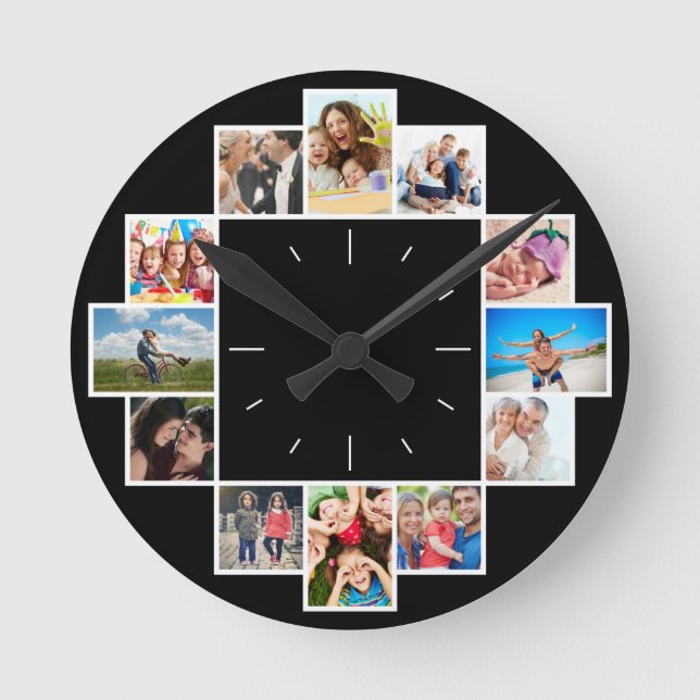 Reloj Redondo Mediano Personalizado 12 Keepsake Recuerdos Collage de fot (Anverso)