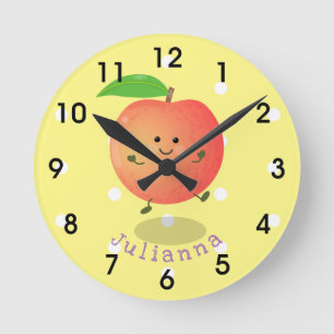 Reloj Redondo Mediano personalizado amarillo de melocotón alegre