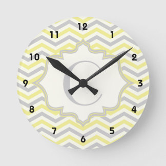 Reloj Redondo Mediano Personalizado amarillo, gris, de marfil moderno
