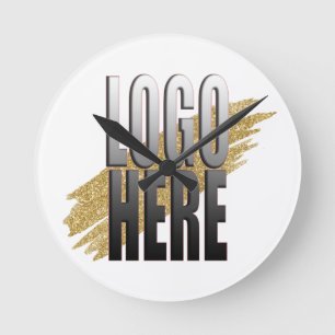 Reloj Redondo Mediano Personalizado Añada su logotipo aquí en blanco m