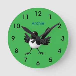 Reloj Redondo Mediano Personalizado australiano Willie Wagtail