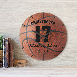 Reloj Redondo Mediano Personalizado Baloncesto Nombre Deportivo Número