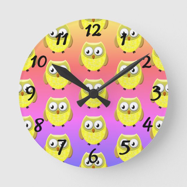Reloj Redondo Mediano Personalizado Bebé Lechuza (Anverso)