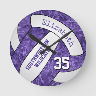 Reloj Redondo Mediano personalizado blanco morado circunvalación deporti