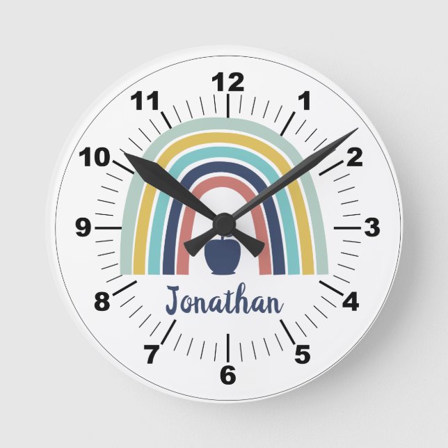 Reloj Redondo Mediano Personalizado boho moderno fruta de manzana arco i (Anverso)