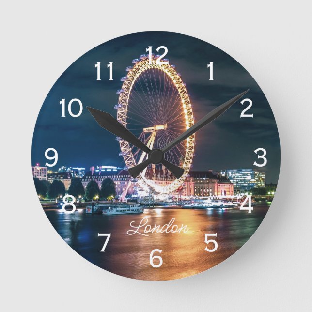 Reloj Redondo Mediano Personalizado Cityscape Ferris Wheel Night Travel  (Anverso)